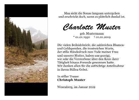 Danksagungskarten Trauer Berg