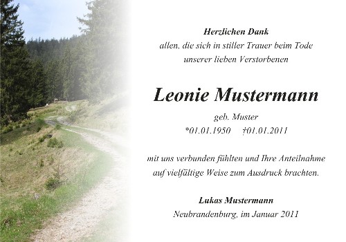 Danksagungskarten Trauer Berg
