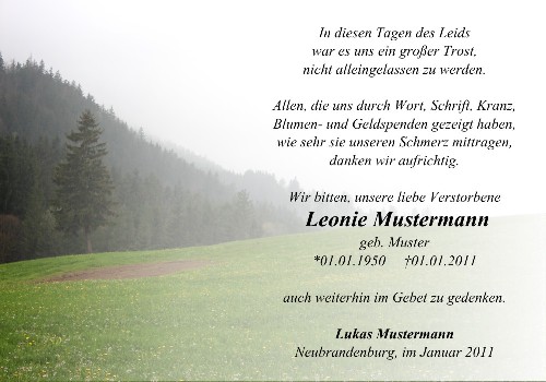 Danksagungskarten Trauer Berg