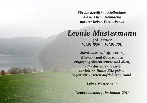 Danksagungskarten Trauer Berg