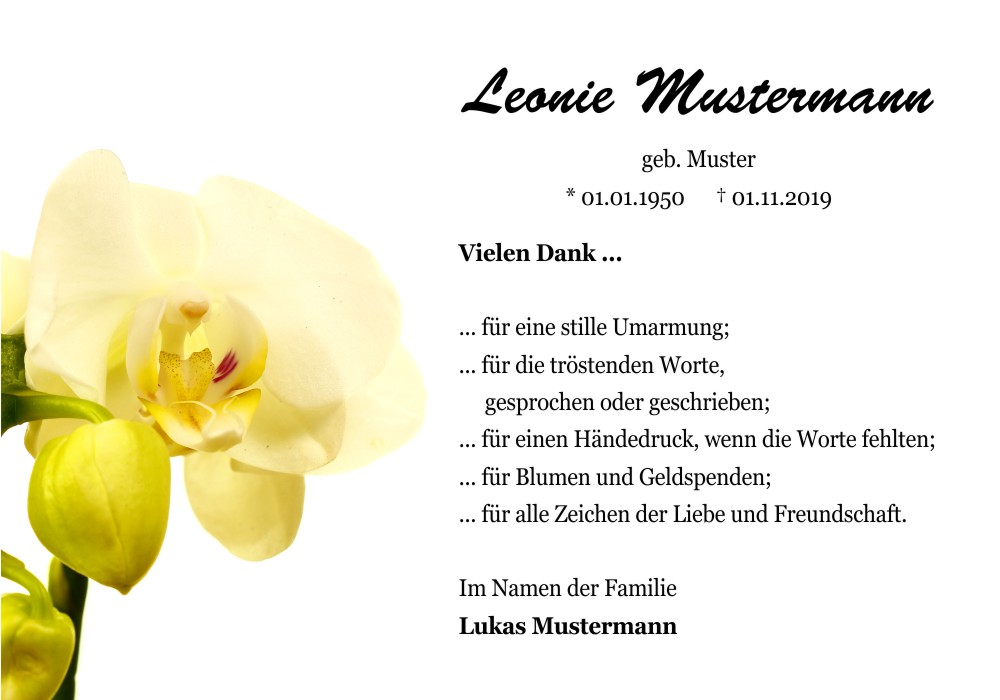 Danksagungskarten Trauer Blume