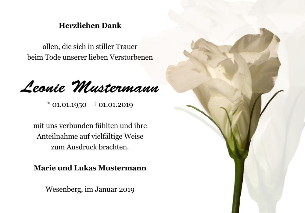 Danksagungskarten Trauer Blume