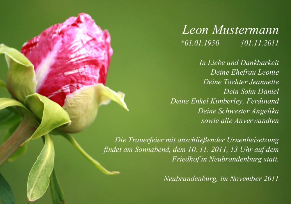 Danksagungskarten Trauer Blume
