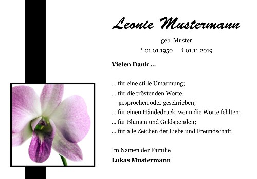 Danksagungskarten Trauer Blume