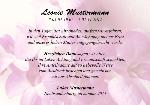 Danksagungskarten Trauer Blume