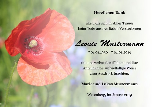 Danksagungskarten Trauer Blume