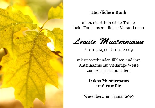 Danksagungskarten Trauer Herbst