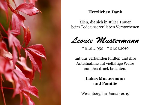 Danksagungskarten Trauer Herbst