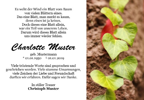 Danksagungskarten Trauer Herbst