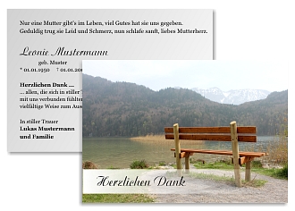 Danksagungskarten Trauer Bank
