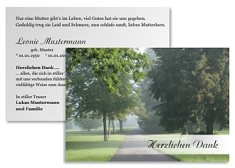 Danksagungskarten Trauer Wald