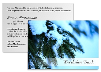 Danksagungskarten Trauer Winter