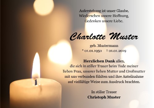 Danksagungskarten Trauer Kerze