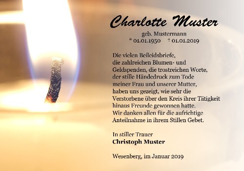 Danksagungskarten Trauer Kerze