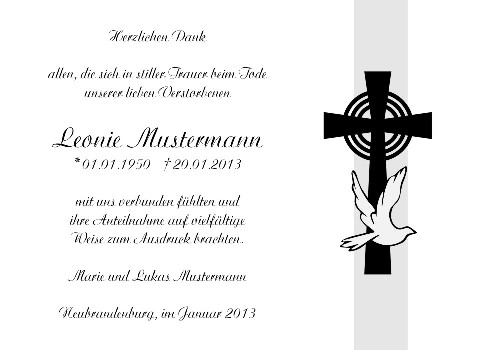Danksagungskarten Trauer Kreuz