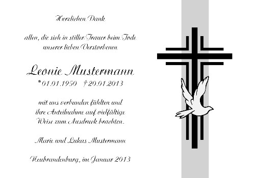 Danksagungskarten Trauer Kreuz