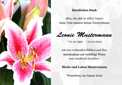 Danksagungskarten Trauer Lilie