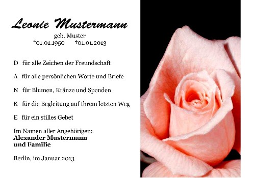 Danksagungskarten Trauer Rose