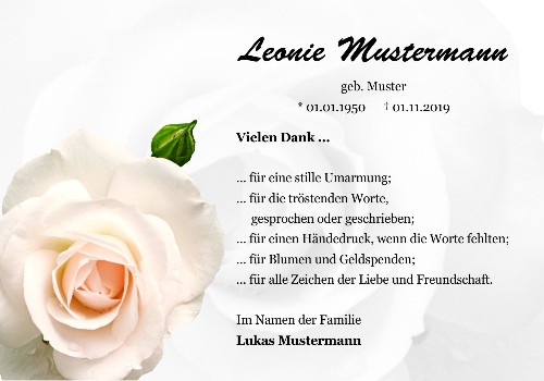 Danksagungskarten Trauer Rose