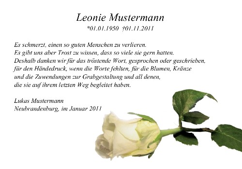 Danksagungskarten Trauer Rose
