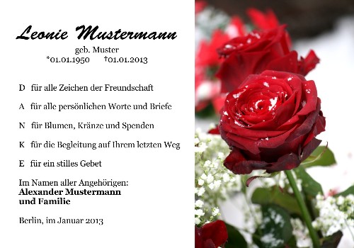 Danksagungskarten Trauer Rose