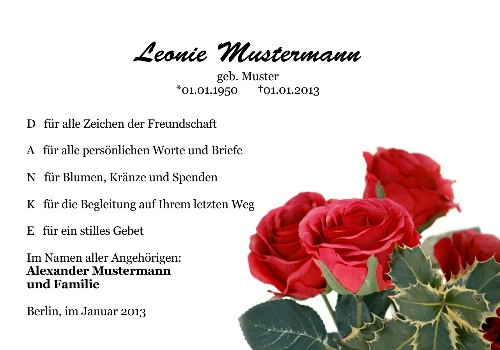 Danksagungskarten Trauer Rose
