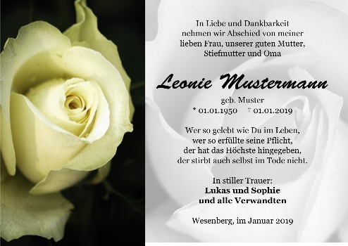 Danksagungskarten Trauer Rose