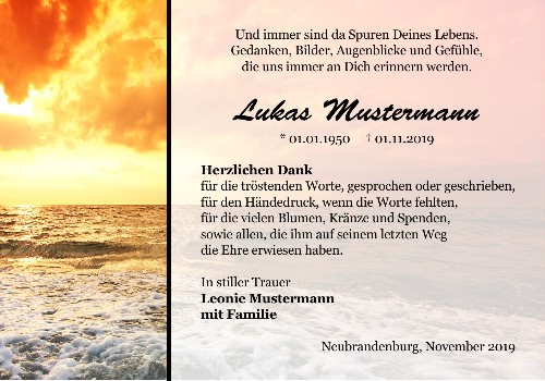 Danksagungskarten Trauer Sommer