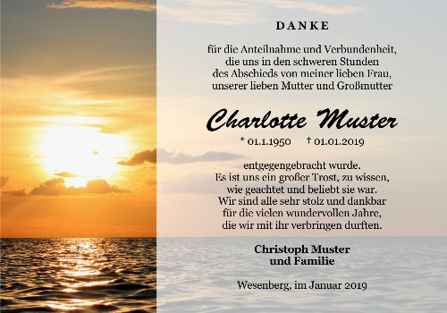 Danksagungskarten Trauer Sommer