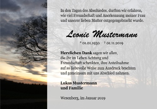 Danksagungskarten Trauer Sonne