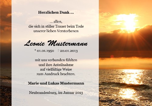 Danksagungskarten Trauer Sonne