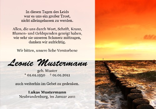 Danksagungskarten Trauer Sonne