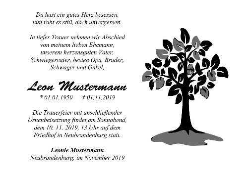 Danksagungskarten Trauer Wald