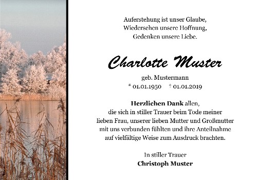 Danksagungskarten Trauer Winter