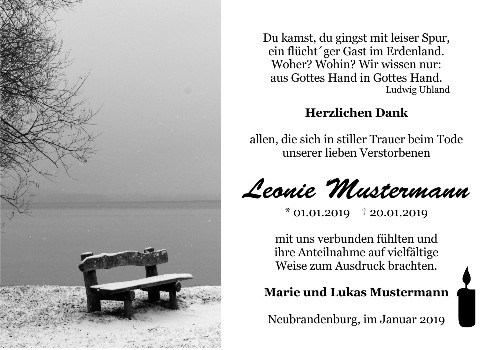 Danksagungskarten Trauer Winter