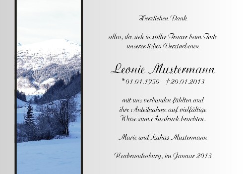 Danksagungskarten Trauer Winter