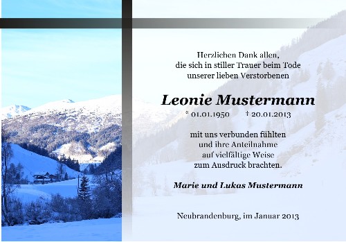 Danksagungskarten Trauer Winter