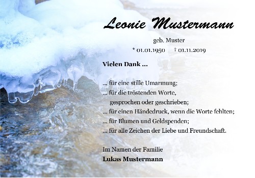 Danksagungskarten Trauer Winter