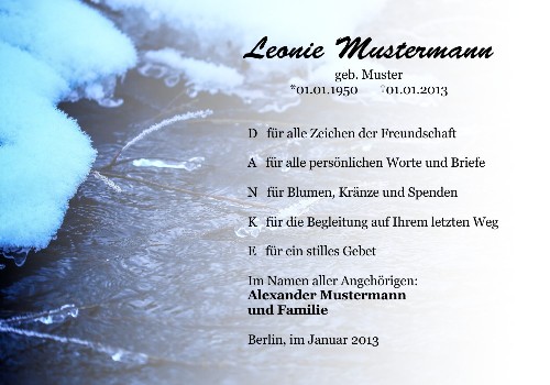 Danksagungskarten Trauer Winter