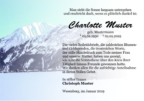 Danksagungskarten Trauer Winter