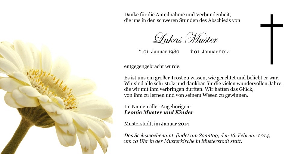 Danksagungskarten Trauer Blume