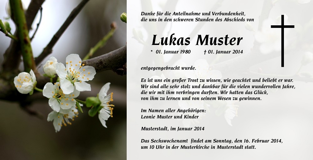 Danksagungskarten Trauer Blume