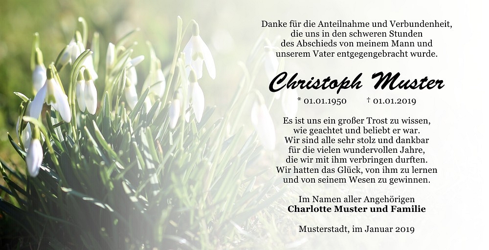 Danksagungskarten Trauer Blume