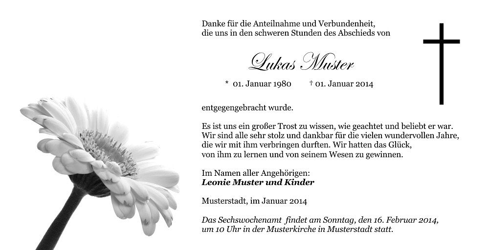 Danksagungskarten Trauer Blume
