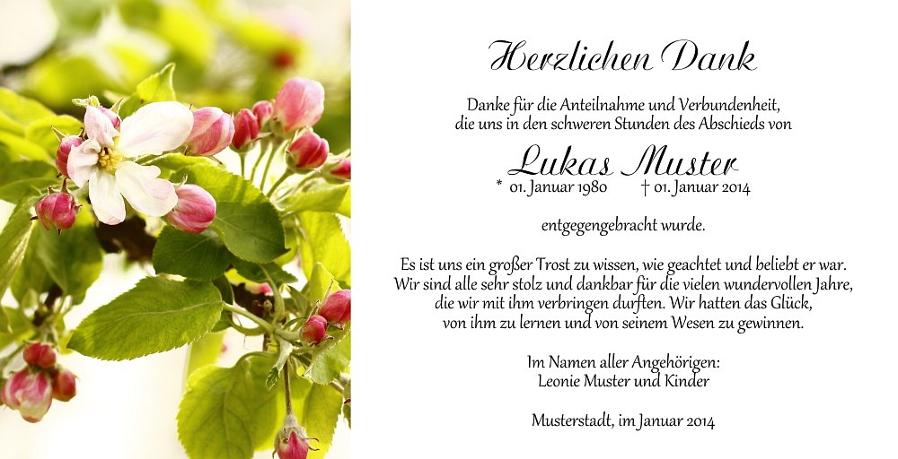 Danksagungskarten Trauer Blume