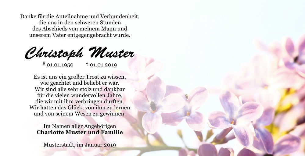 Danksagungskarten Trauer Blume
