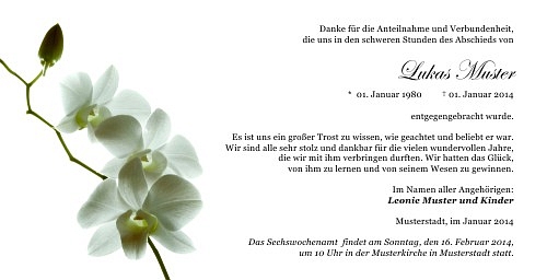 Danksagungskarten Trauer Orchidee
