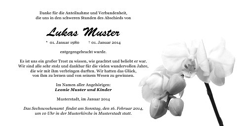 Danksagungskarten Trauer Orchidee