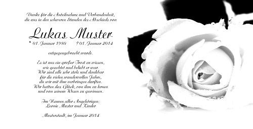 Danksagungskarten Trauer Rose