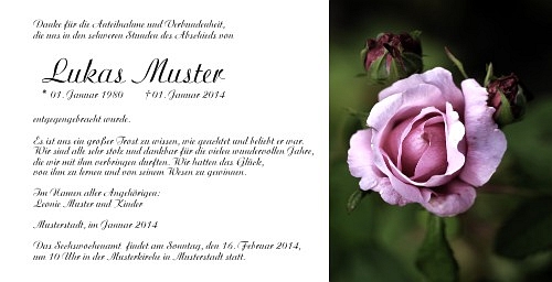 Danksagungskarten Trauer Rose